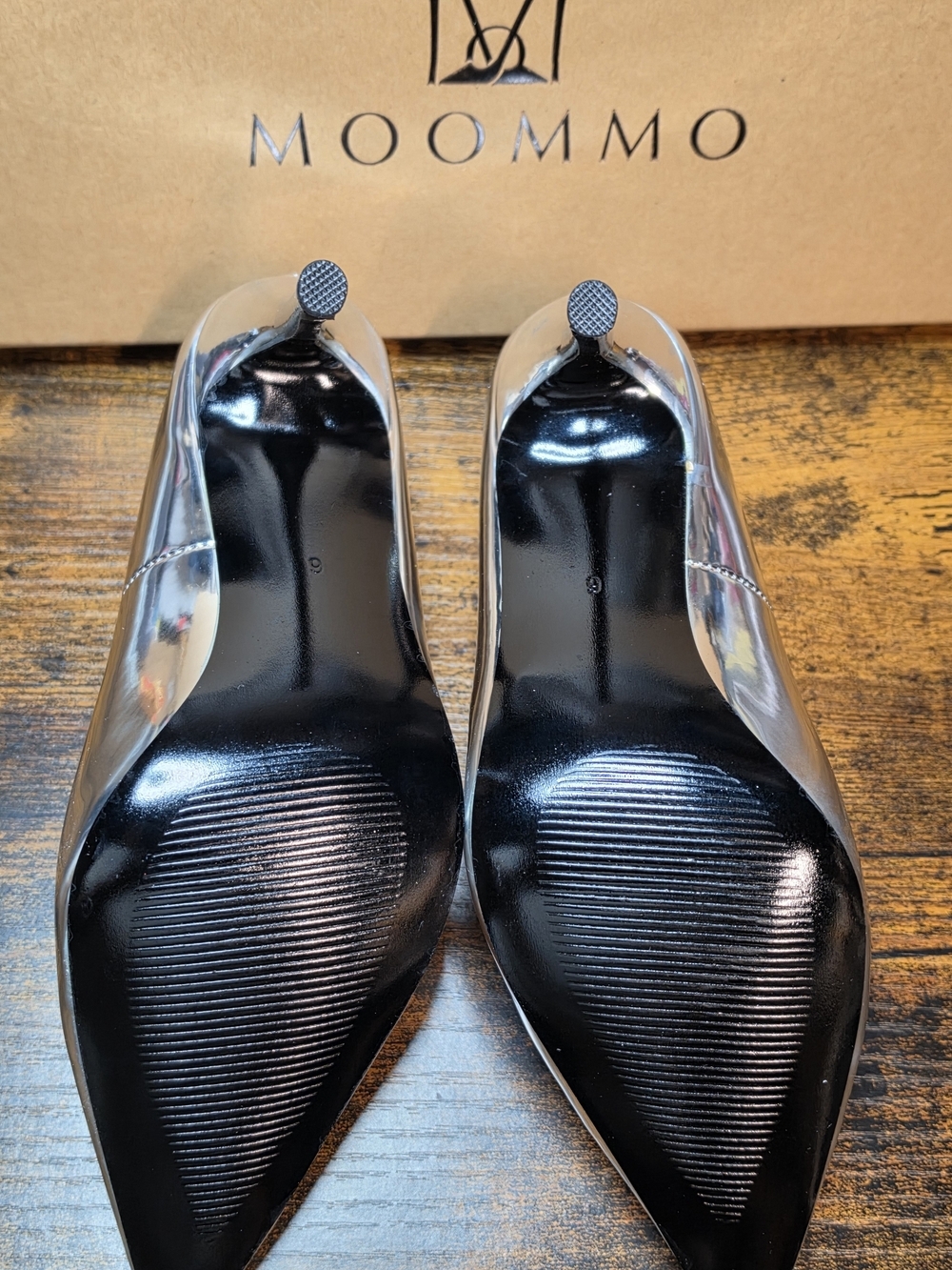 Silver Metallic Pointed Toe Stiletto Pumps - Picture 4 of 6